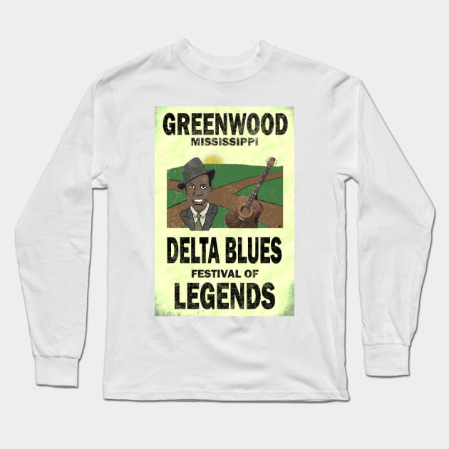 Greenwood Mississippi Delta Blues Long Sleeve T-Shirt by oldrockerdudes